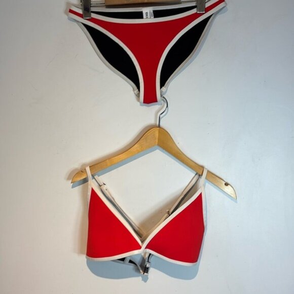 HOAKA Hawaii Red/white set cheeky board set bikini size M/L - Picture 2 of 13